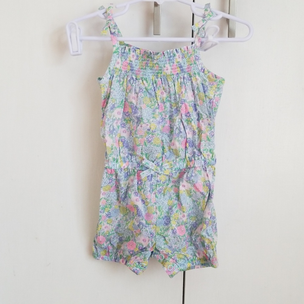 Carters 6m floral shorts romper with bows NWT
